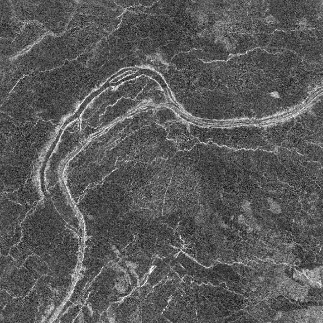 Радарный снимок русел лавовых потоков на Венере