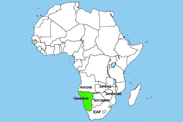 где находтся намибия на карте африки