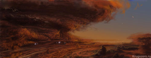 Атмосфера Юпитера. Рисунок художника.