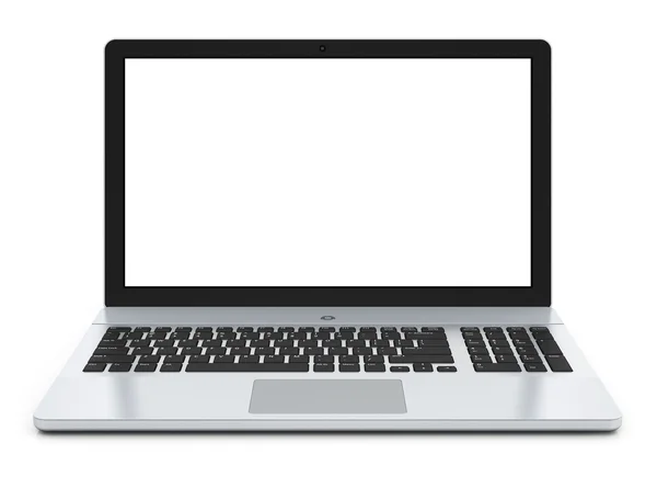 Металлический ноутбук с пустым экраном — стоковое фото