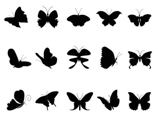 Бабочки силуэт коллекции — стоковый вектор
