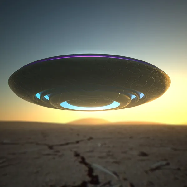 НЛО корабля в представлении пустыни spycam — стоковое фото
