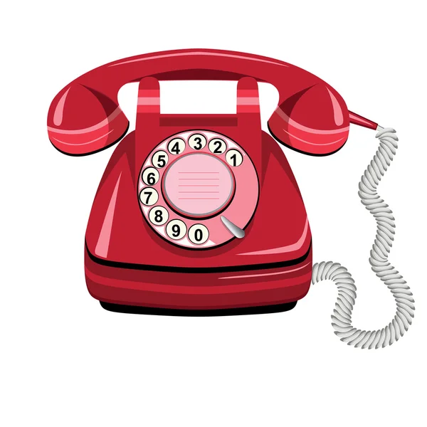 Телефон красный, старый поворотный телефон вектор — стоковый вектор