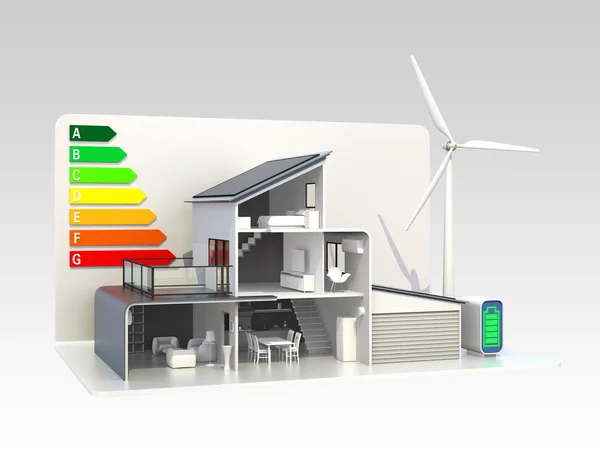 Шикарный дом с диаграммой классификации энергий — стоковое фото