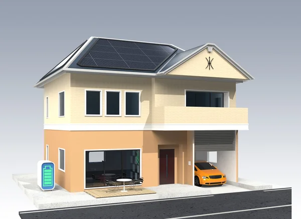 Шикарный дом с системой солнечной батареи — стоковое фото