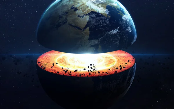 Структура ядра Земли. Элементы этого изображения, представленной НАСА — стоковое фото