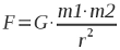 F=G cdot {{m1 cdot m2 } over {r^2}}