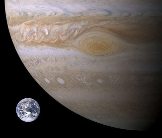 В сравнение размеры Юпитера и Земли