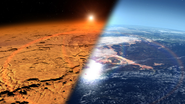 внешний вид Земли и Марса