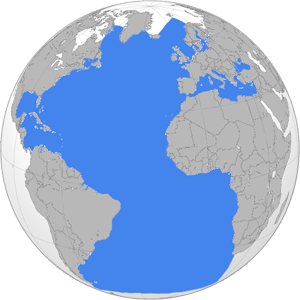 Атлантический океан на карте