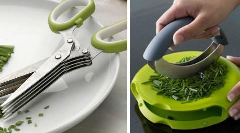 Мелко нарезать зелень помогут кулинарные ножницы с несколькими лезвиями