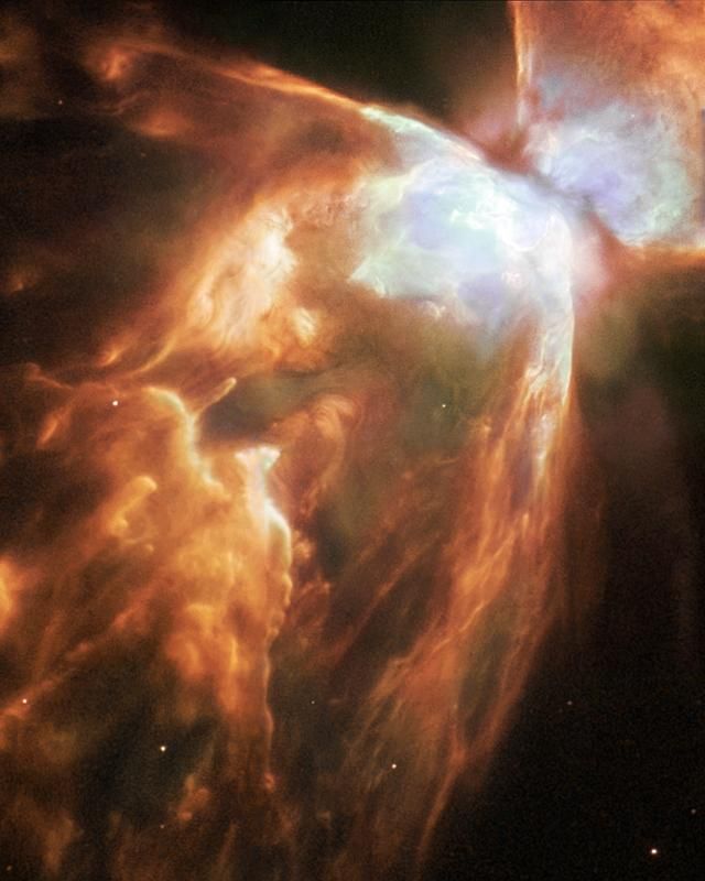 4. Планетарная туманность NGC 6302 в созвездии Скорпиона. У этой планетарной туманности есть еще два красивых названия: туманность Жук и туманность Бабочка. Планетарная туманность образуется, когда звезда, похожая на наше Солнце, умирая, сбрасывает внешний слой газа.