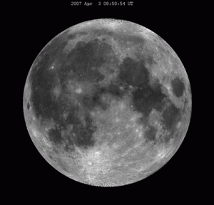 Либрации Луны в течение апреля 2007-го года. Анимировано. 