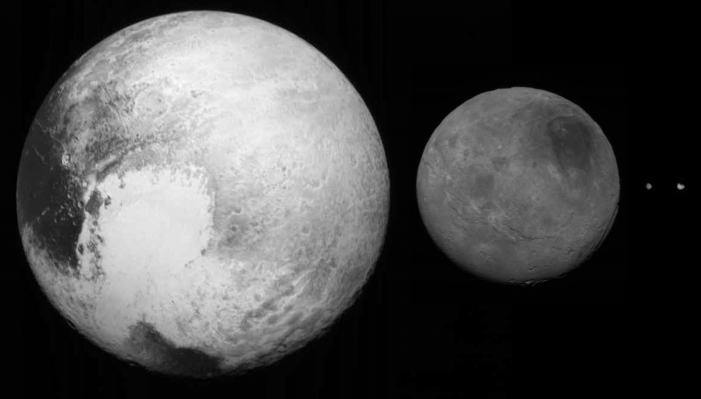 Четыре самых крупных тела в системе Плутона - Плутон, Харон, Никс и Гидра