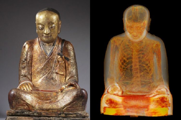 Мумия внутри статуи Будды