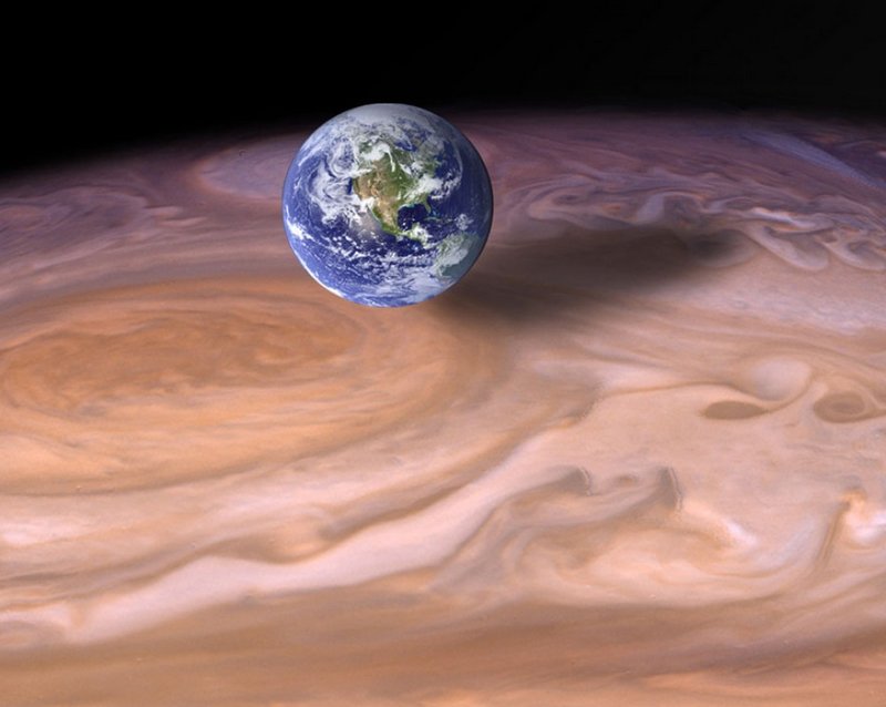 Размеры Большого красного пятна на Юпитере