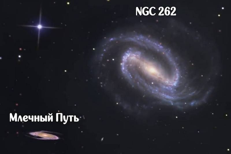 Сравнение размеров NGC 262 и нашей галактики.