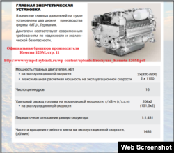 Технические характеристики двигателя Кометы 120М, официальная брошюра производителя