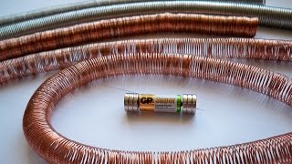 Простейший Электропоезд [2] Скольжение батарейки с магнитами внутри спирали