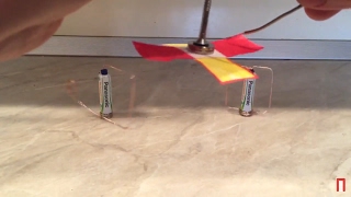 Как сделать простой электродвигатель из батарейки. how to make simple electric motor from battery