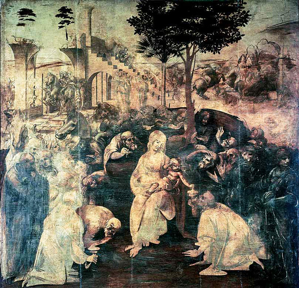 картина Поклонение волхвов Леонардо да Винчи