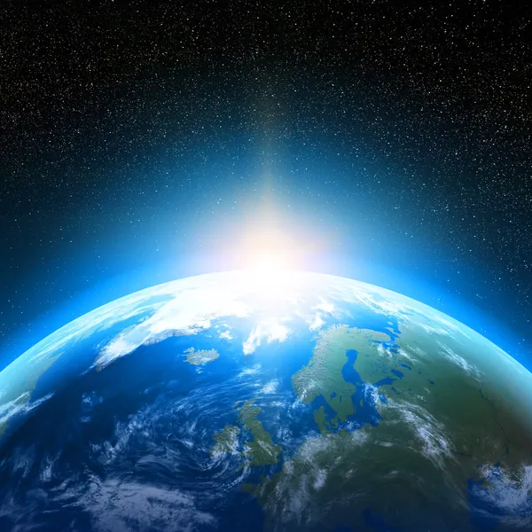 Планета земля рассматривается из космоса — стоковое фото