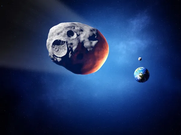 Астероид на встречных курсах с землей (элементы этого изображения — стоковое фото