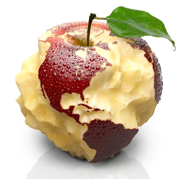 Apple с резными континентов. Северная и Южная Америка — стоковое фото