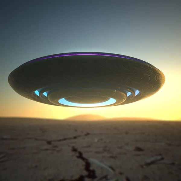 НЛО корабля в представлении пустыни spycam — стоковое фото