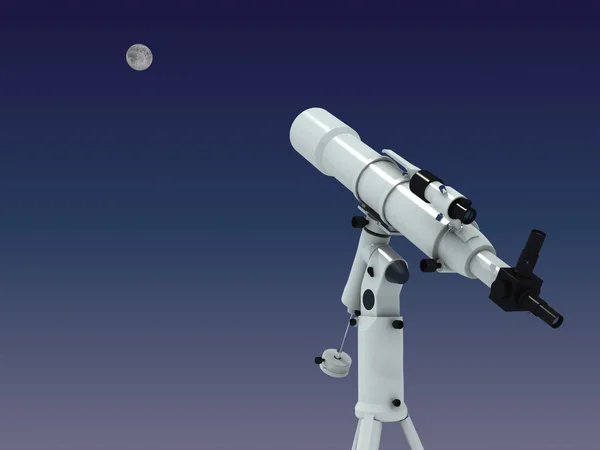 Телескоп, глядя на Луне — стоковое фото