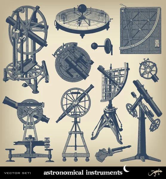 Гравировка астрономического инструмента комплект — стоковый вектор