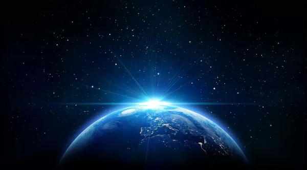 Синий Рассвет, вид земли из космоса — стоковое фото