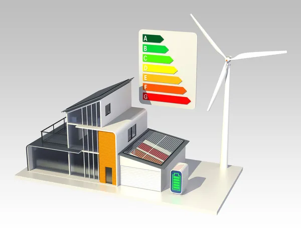 Шикарный дом с диаграммой классификации энергий — стоковое фото