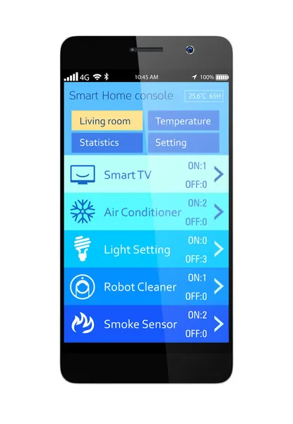 Домашнее приложение управления энергетикой для смартфона — стоковое фото