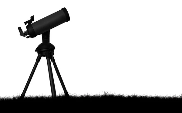 Силуэт телескопа на белом — стоковое фото