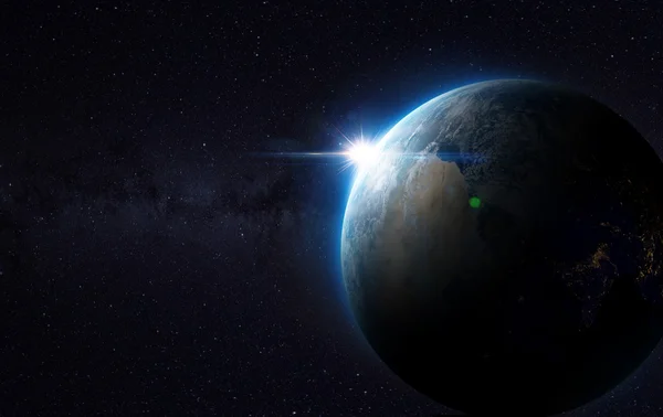 Вид земли из космоса, с Санрайз. Элементы этого изображения, представленной НАСА — стоковое фото