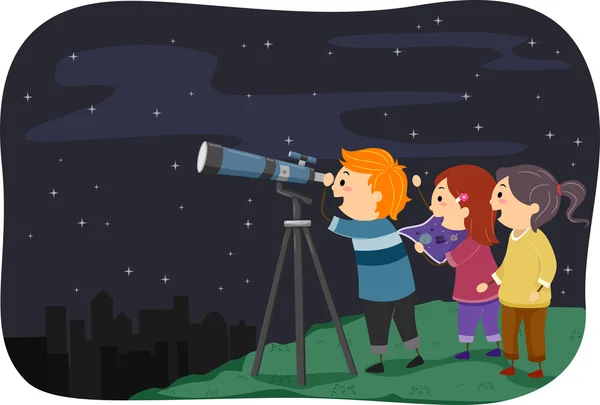 Дети звезд через телескоп — стоковое фото