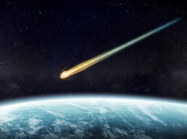 Удар метеорита на планете в пространстве — стоковое фото