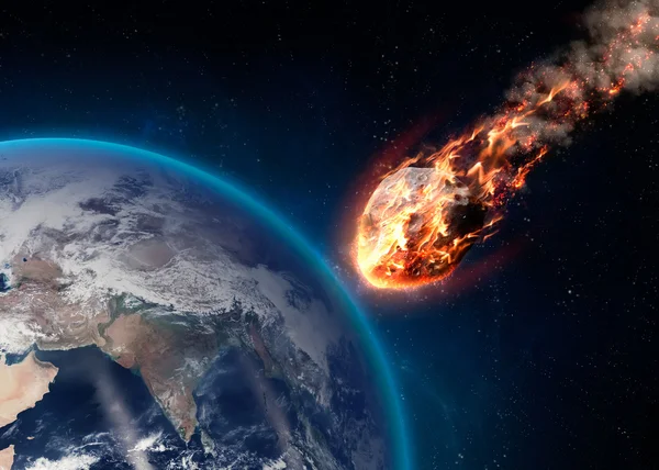 Метеор, светящийся как он попадает в атмосферу Земли. Элементы этого изображения, представленной НАСА — стоковое фото