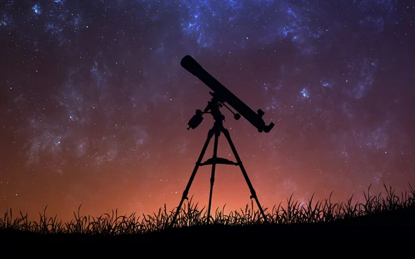 Бесконечные пространства фон с силуэт телескопа. Это элементы изображения, представленной НАСА — стоковое фото
