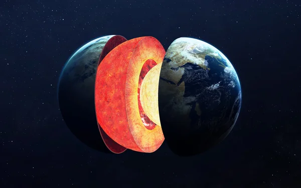 Структура ядра Земли. Элементы этого изображения, представленной НАСА — стоковое фото
