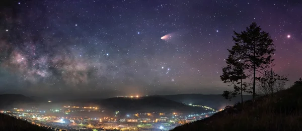Звездная Ночная Панорама — стоковое фото