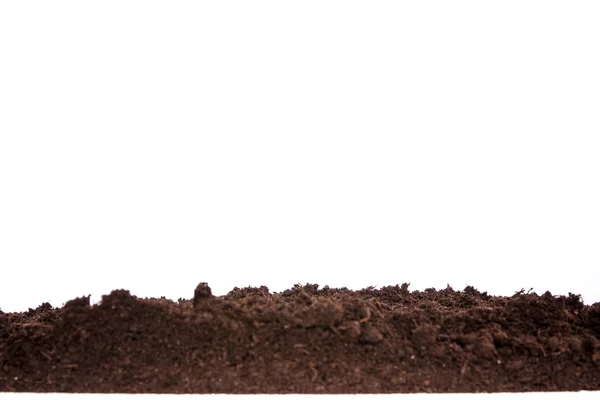 Раздел почвы или грязи, изолированные на белом фоне — стоковое фото