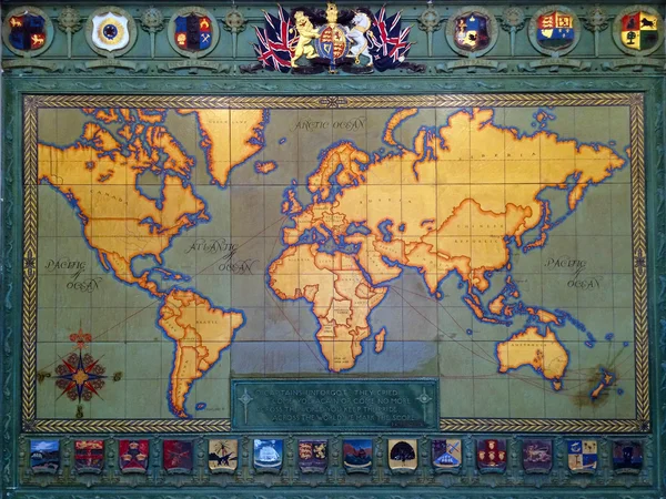 Старая карта мира в Окленде музей — стоковое фото