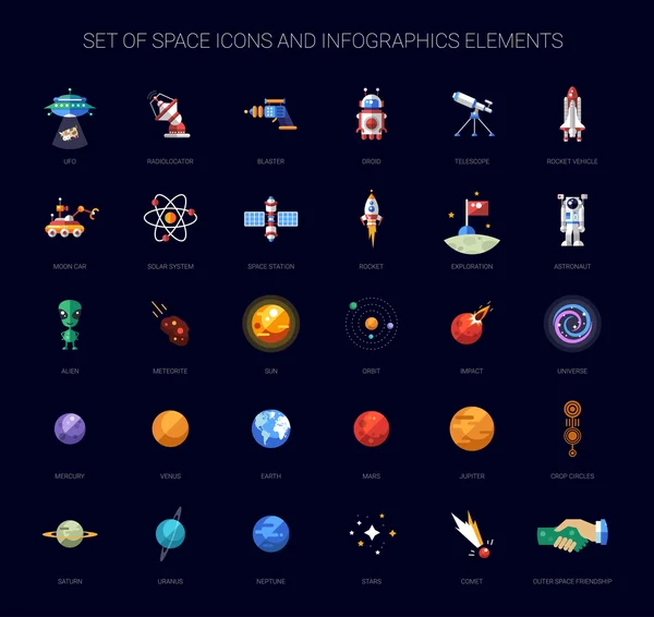 Набор иконок и Инфографика элементов пространства — стоковый вектор