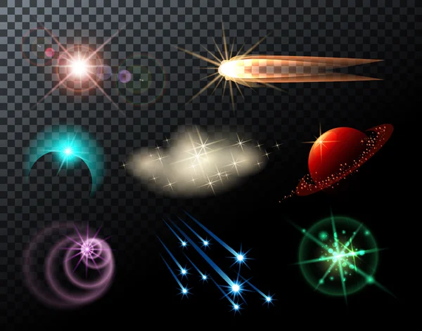 Светящихся звезд и комет — стоковый вектор