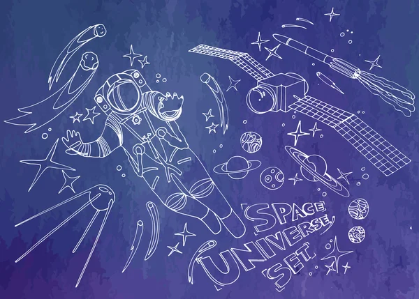 Graphic astronaut and satellites — стоковый вектор