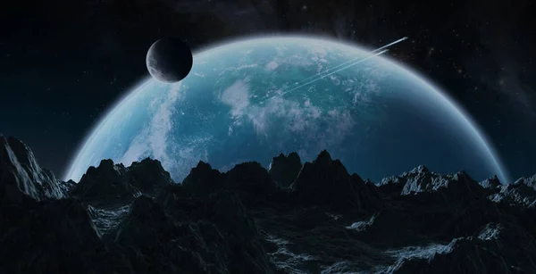 Астероиды, пролетел вблизи Планета Земля 3d визуализации элементов — стоковое фото