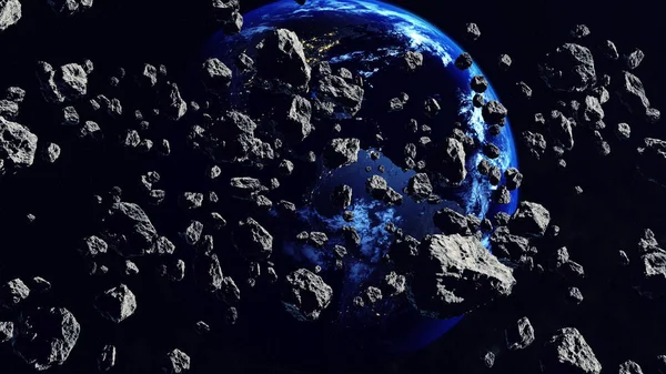 Тысячи астероидов, пролетавший вблизи планеты Земля — стоковое фото
