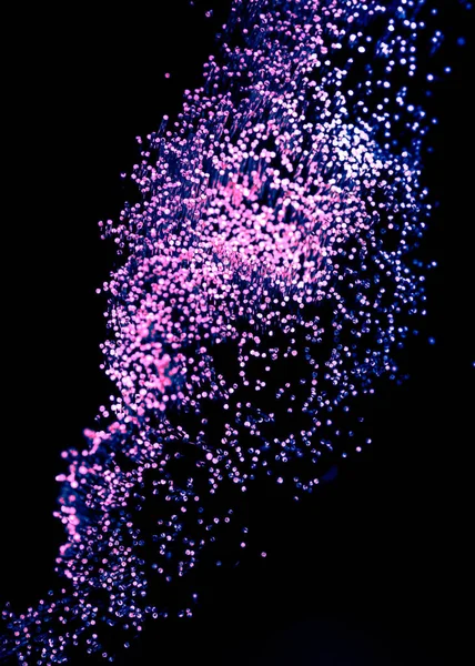 Фиолетовый Блестящий Волоконной Оптики Темном Фоне Выглядит Созвездие Пространстве — стоковое фото